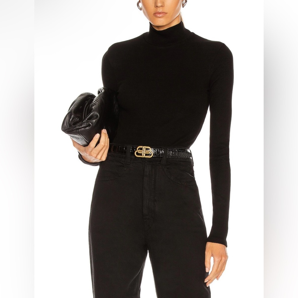 Agolde Rib Knit Turtleneck Bodysuit in Black Size Large (NWOT)